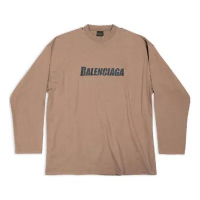 Balenciaga Caps Oversized Long Sleeve T-shirt 'khaki' In Brown