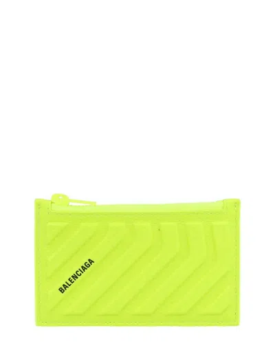 Balenciaga Car Leather Long Card Holder In Yellow