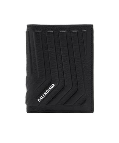 Balenciaga Car Vertical Double Fold Wallet In Black