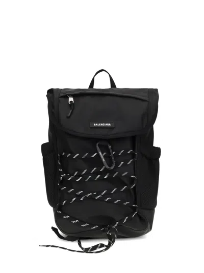 Balenciaga Carabiner-detail Lace-up Backpack In Black