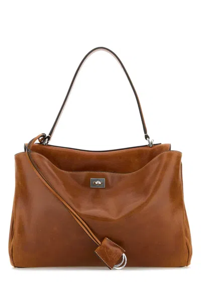 Balenciaga Caramel Leather Medium Rodeo Handbag In Tan Cowboy