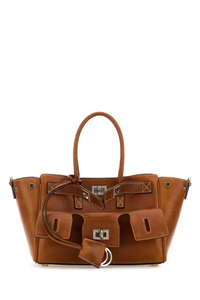 Balenciaga Caramel Leather Mini Carry All Bel Air Handbag In Brown