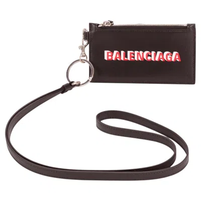 Pre-owned Balenciaga Card Case Keyring Strap Black