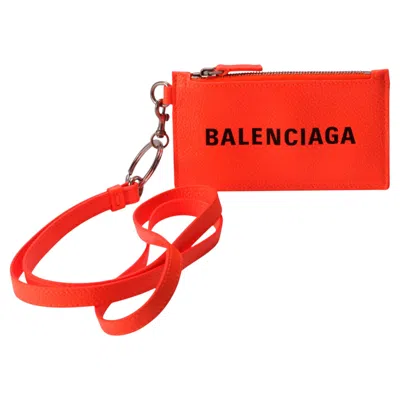 Pre-owned Balenciaga Card Case Strap Orange Nib