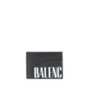 Balenciaga Logo Print Vintage Leather Cardholder In Black