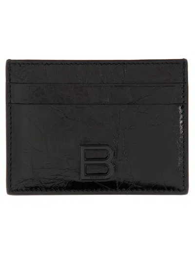 Balenciaga Mini Leather Card Holder In Black