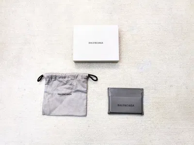 Pre-owned Balenciaga Cardholder Wallet Gray Leather Italy Slim In Grey