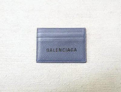 Pre-owned Balenciaga Cardholder Wallet Navy Blue Leather Italy Slim