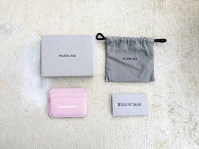 Pre-owned Balenciaga Cardholder Wallet Pink Leather Italy Slim