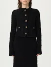 Balenciaga Button Detailing Tweed Cropped Cardigan In Black