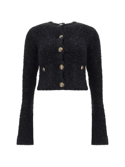 Balenciaga Women's Cropped Tweed Cardigan In Black