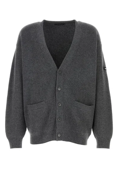 BALENCIAGA BALENCIAGA DARK GREY WOOL CARDIGAN