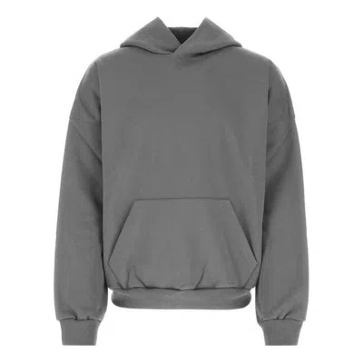Balenciaga Logo Cotton Hoodie In Grey
