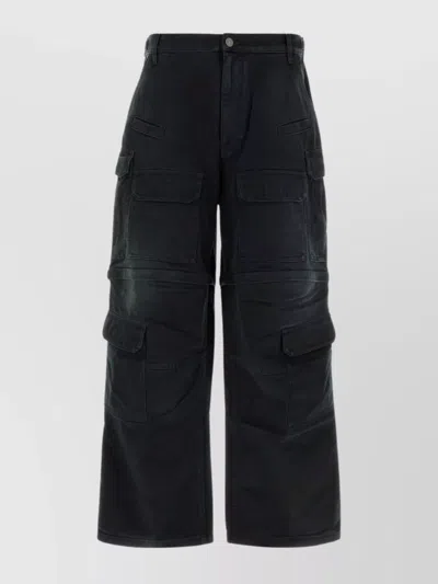 Balenciaga Cargo Jeans With Wide Leg And Pockets In Black