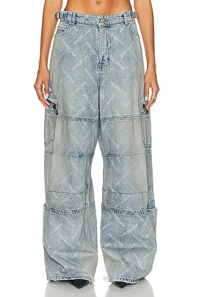 Balenciaga Cargo Pant In All Over Dirty Blue