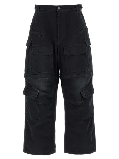 Balenciaga Cargo Jeans With Wide Leg And Pockets In Black