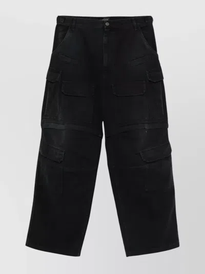 Balenciaga Cargo Pocket Denim Trousers In Black