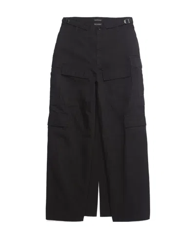 Balenciaga Cargo-pockets Slit Skirt In Black