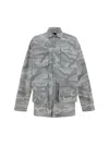 Balenciaga Men Printed Cotton Shirt In Light Grey