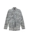 Balenciaga Men Printed Cotton Shirt In Light Grey