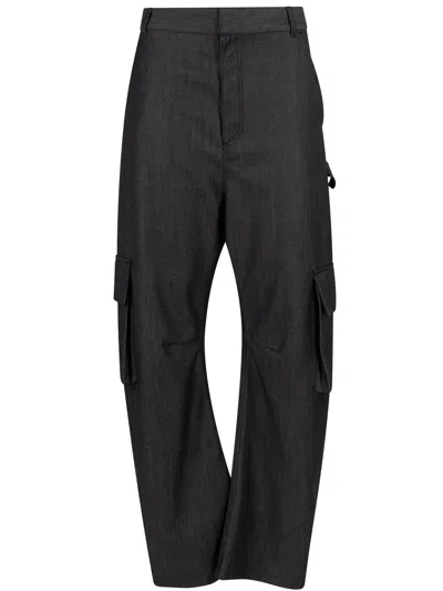 Balenciaga Cargo Wool Pants With Tapered Leg In Blue
