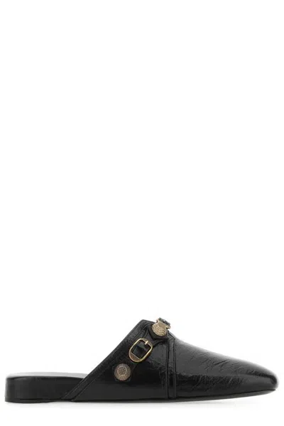 Balenciaga Cargole Stud Embellished Slippers In Black