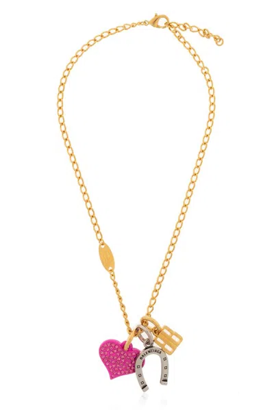 Balenciaga Carousel Horseshoe Collector Necklace  In Multicolored In Gold