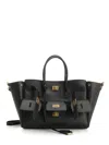 Balenciaga Women Black Leather Small Carry All Bel Air Shopping Bag