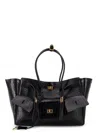 Balenciaga Carry All Bel Air Leather Shoulder Bag With Croco Effect In Black