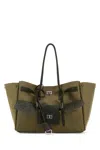 Balenciaga Women Army Green Canvas Medium Carry All Bel Air Handbag