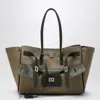 Balenciaga Carry All Bel Air Media Bag In Khaki Canvas In Multi