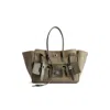 Balenciaga Carry All Bel Air Media Bag In Khaki Canvas Women