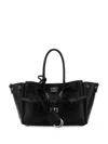 Balenciaga Women Black Leather Carry All Bel Air Shopping Bag