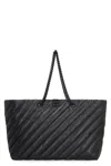 Balenciaga Carry All Crush Leather Tote Handbag In Black