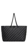 Balenciaga Carry All Crush Leather Tote Handbag In Black