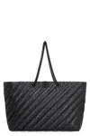 Balenciaga Carry All Crush Leather Tote Handbag In Black