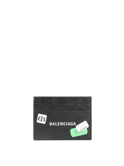 Balenciaga Leather Credit Card Case In Black
