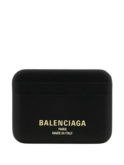 Balenciaga Cash 2.0 Leather Card Holder In Black