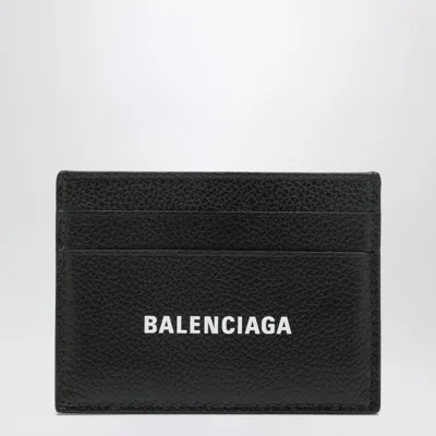 Balenciaga Cash Black Card Holder In Grained Leather