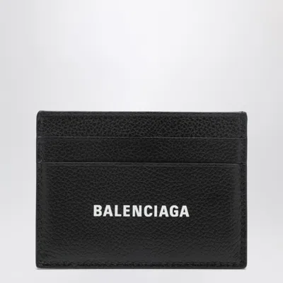 Balenciaga Cash Black Card Holder In Grained Leather