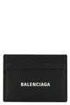 Balenciaga Compact Calfskin Cardholder Leather Imperfections In Black