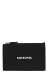 Balenciaga Black Leather Wallet With Logo In Black