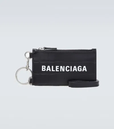 Balenciaga Cash Card Case On Keyring In Black