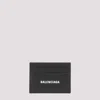 Balenciaga Logo-print Grained Leather Card Holder Accessories In Black