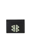 Balenciaga Cash Tape Type Logo Leather Card Holder In Black & Paper