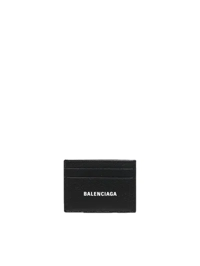 Balenciaga Cash Card Holder With Lettering Logo In Black