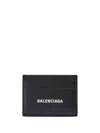 Balenciaga Logo-print Grained Leather Card Holder Accessories In Black