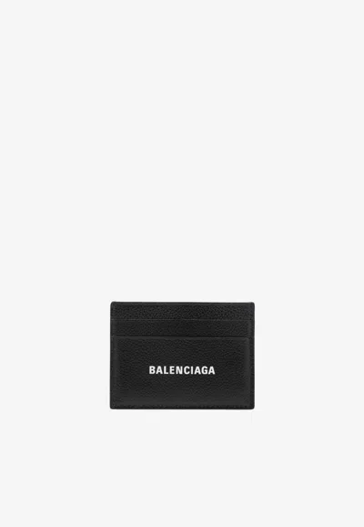 Balenciaga Cash Cardholder In Grained Leather In Black
