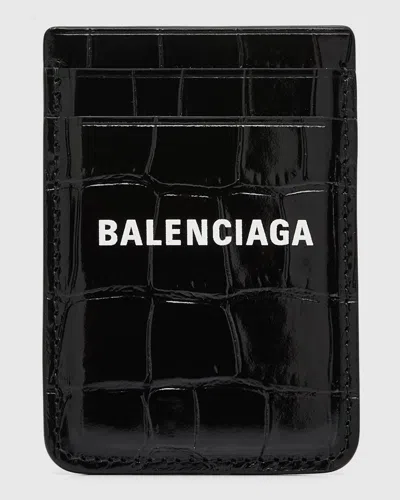 BALENCIAGA CASH CROC-EMBOSSED CARD HOLDER