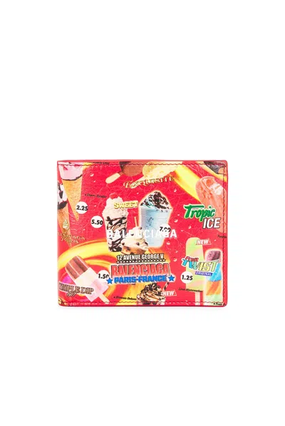 Balenciaga Cash Fold Wallet In Red